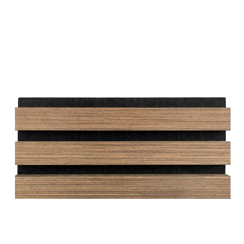 New Design Soundproof Fluted Akupanel Acoustic Wooden Wall Panel Anti Noise Walnut Black MDF Slat Wood Acoustic Panel for Home