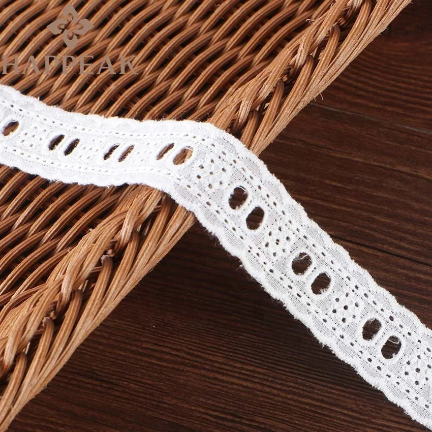 HAPPEAK Hot Selling Cotton Trimming Lace Ribbon Embroidery Water Soluble Lace Trim For Sewing And Crafts