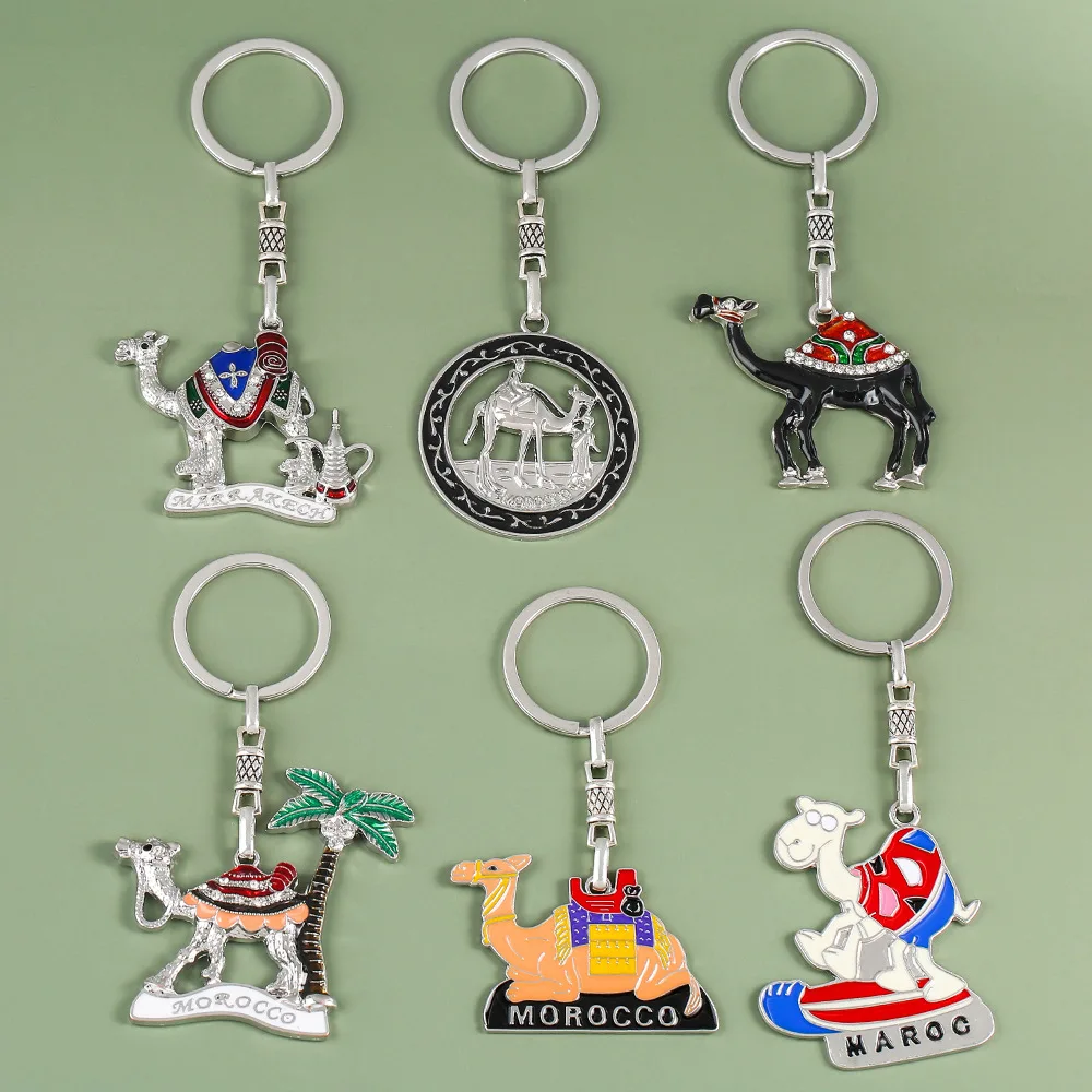 Fashion newest Morocco Marrakech cute lovely camel animal shape metal zinc alloy souvenir keyring keychain