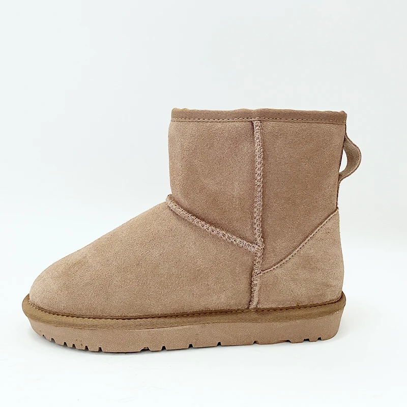 Memory Foam Yarn Cable Knitted Keep Warm Genuine Sheepskin Faux Rabbit Fur Snow Boots for Ladies