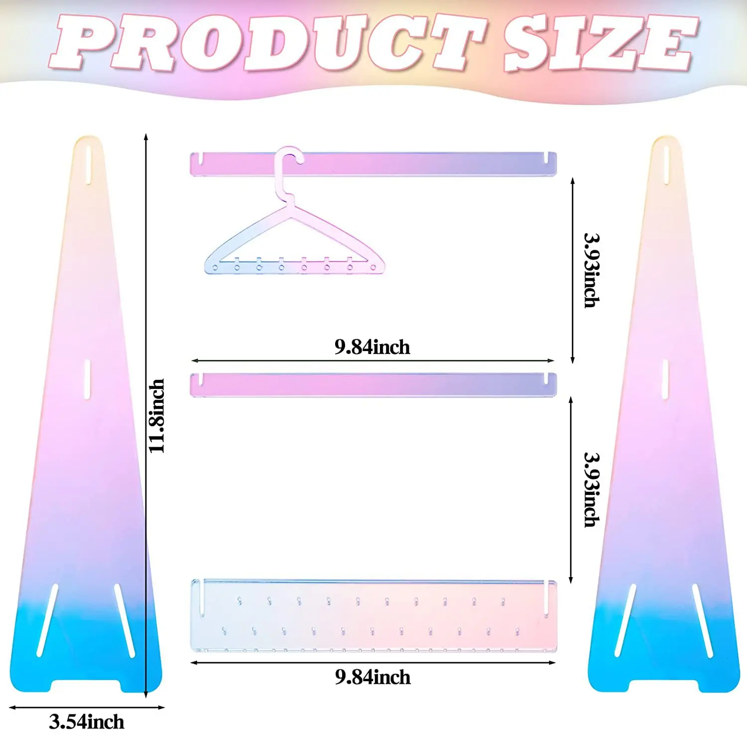 Detachable Iridescent Acrylic Earring Display With Hangers Jewelry Organizer Acrylic Earring Hanger Ear Stud Holder for Earrings