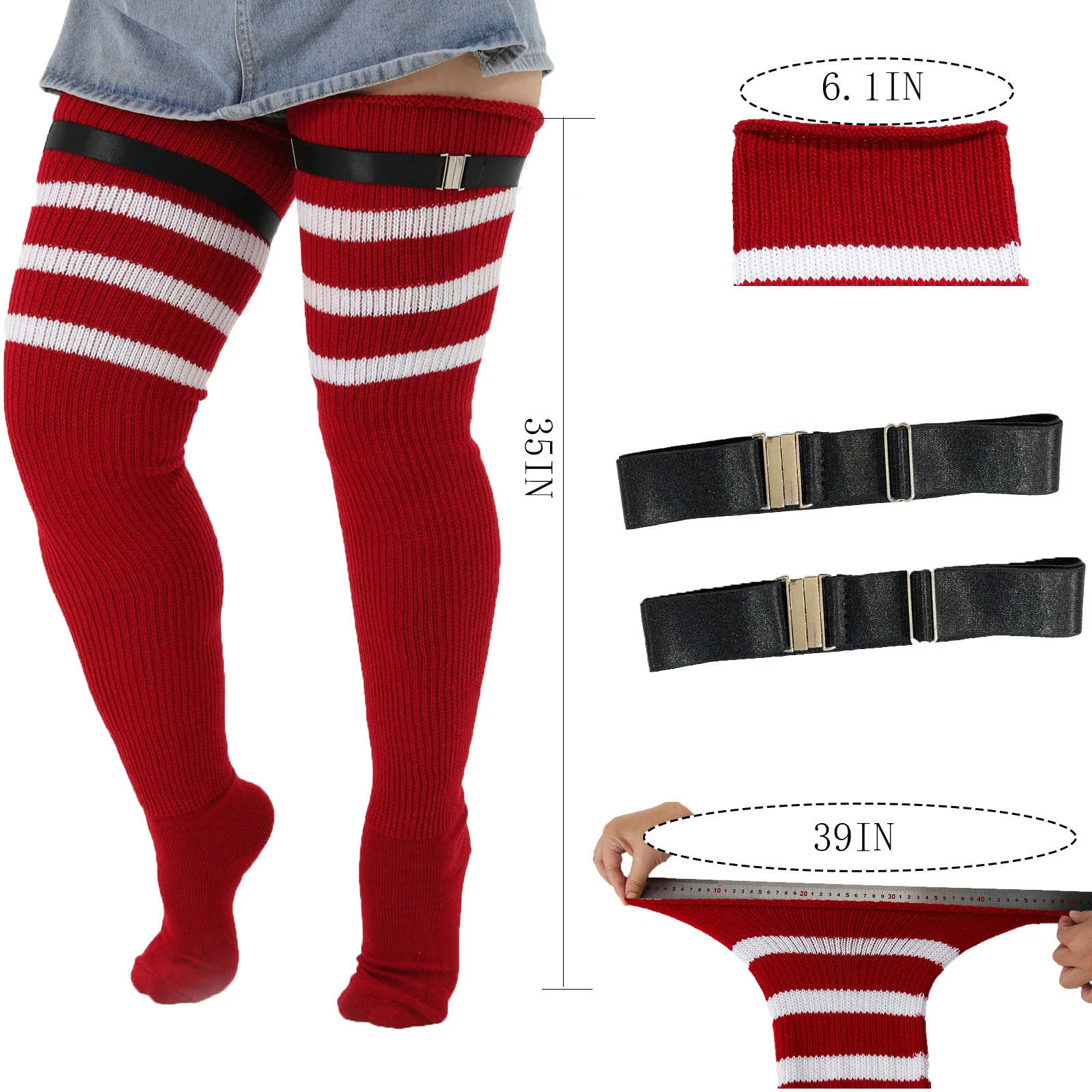 FJL399 Plus Size Good Quality Women Long Over Knee Thick Thigh High Socks