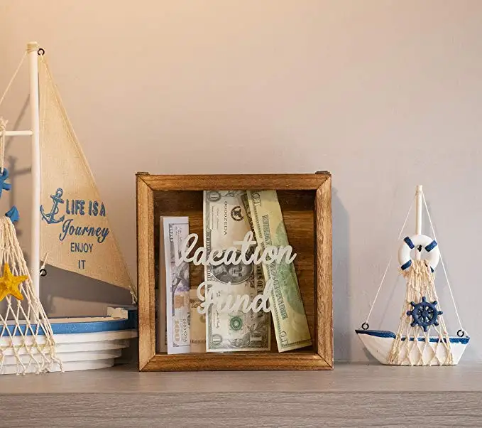 wholesale natural wood material Wooden Shadow Box money Bank