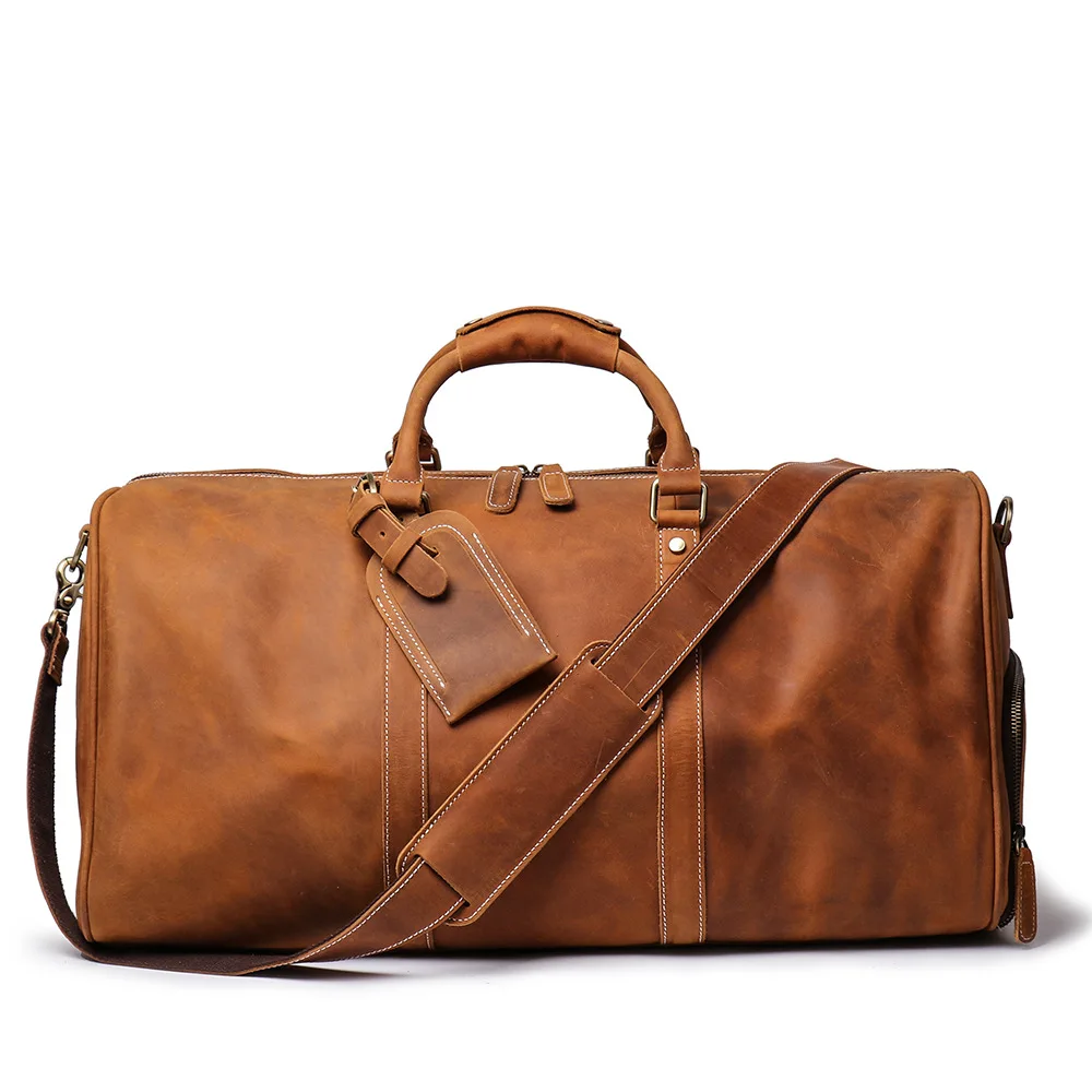 New Design Large Capacity Cow Leather Waterproof Duffel Genuine Bag 2023 Luxury Fitness Gym Luggage Travel Bags For Men