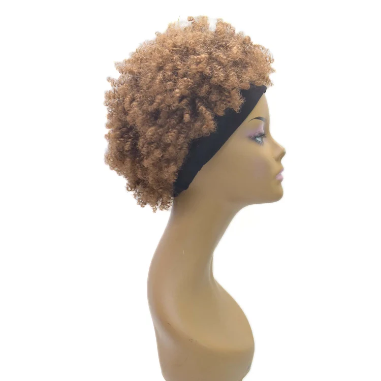 Novelties Wholesale Synthetic Fiber African Kids Short Curly Elastic Scarf Spring Curl Headband Wigs For Black Women