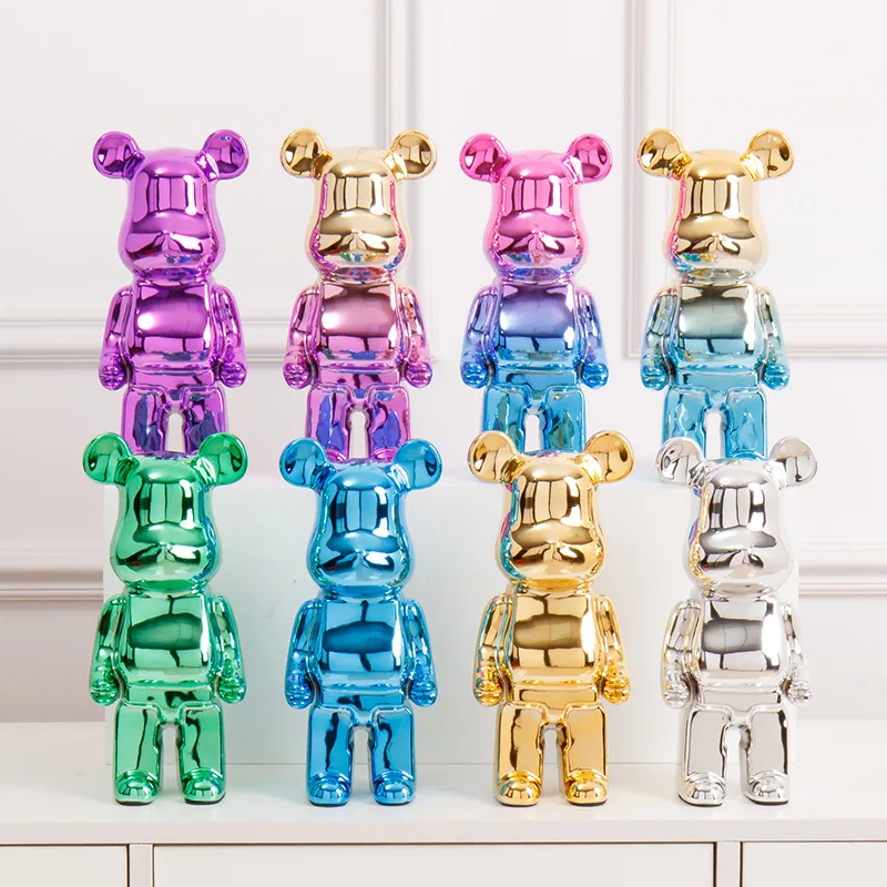 Luxury Ceramic Plated Gloss bear ornament Storage Home decor