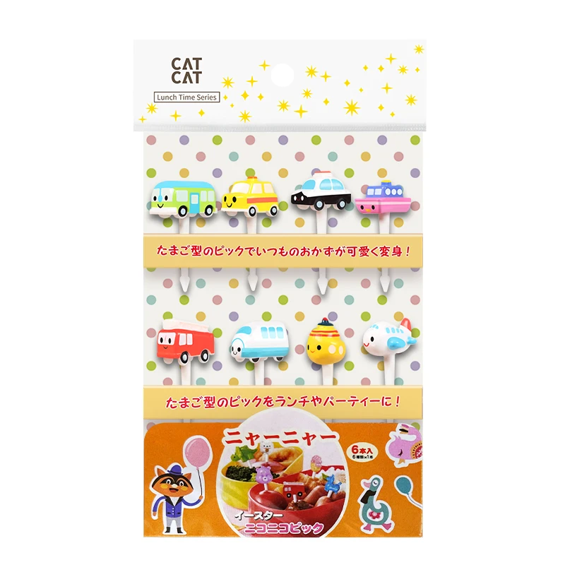 Cartoon Car Bus Taxi Garpu Tusukan Buah Unik Karakter Makanan Fruit Food Pick Bekal Sekolah Bento