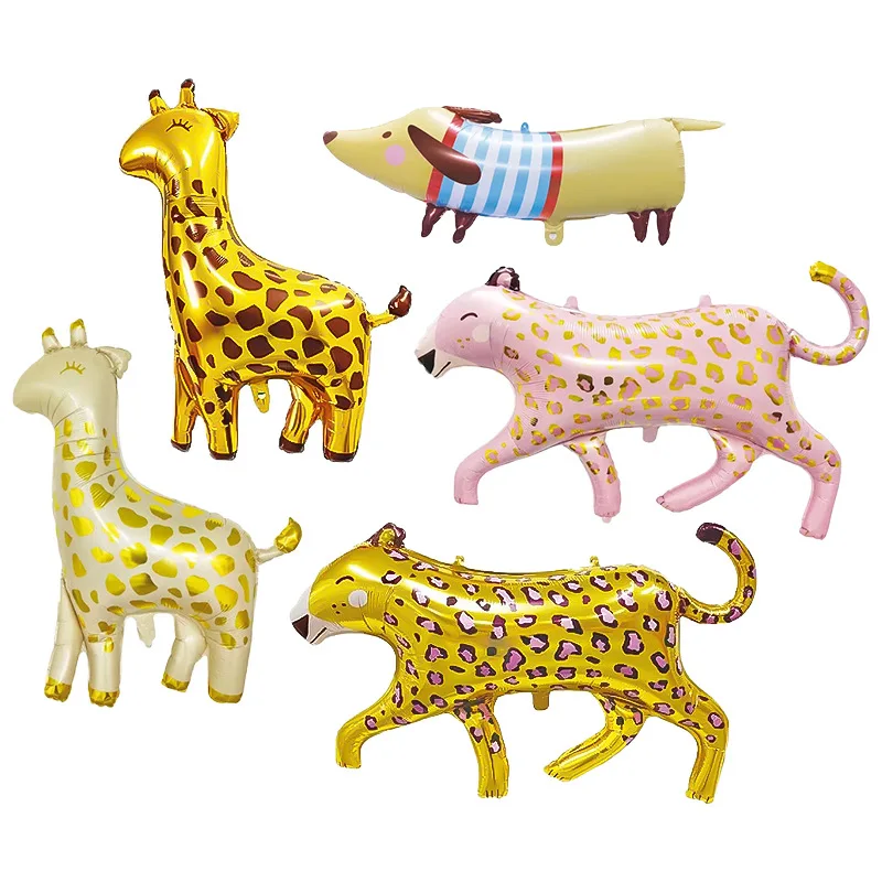 New style cartoon animal shape foil balloon giraffe dachshund dog leopard tiger zoo balloons for birthday party decoration