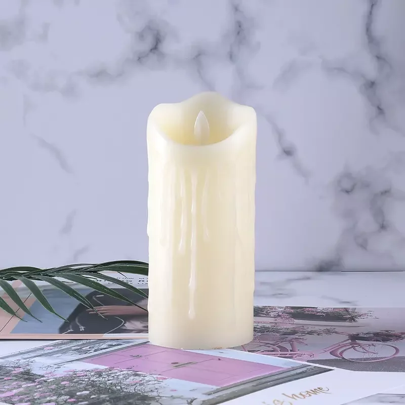 wholesale white light felectric led candle lameless pillar taper led candle with moving flame remote control