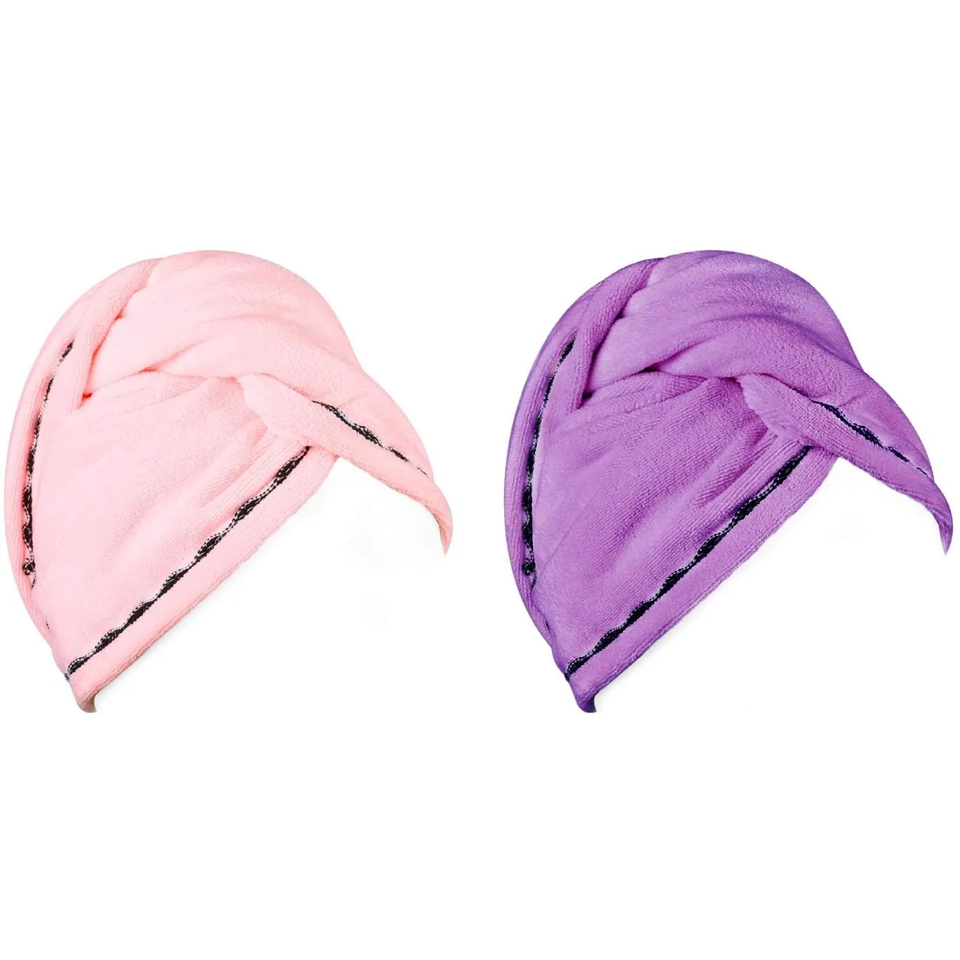 Luxspire 2 Pack Microfiber Hair Drying Towels Wrap Turban, Fast Drying Hair Cap, Bath Shower Head Towel with Buttons