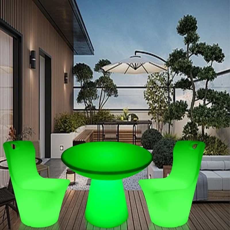 LED Luminous Tea Table Garden Mushroom Light Bar Table Outdoor Waterproof Furniture For Club