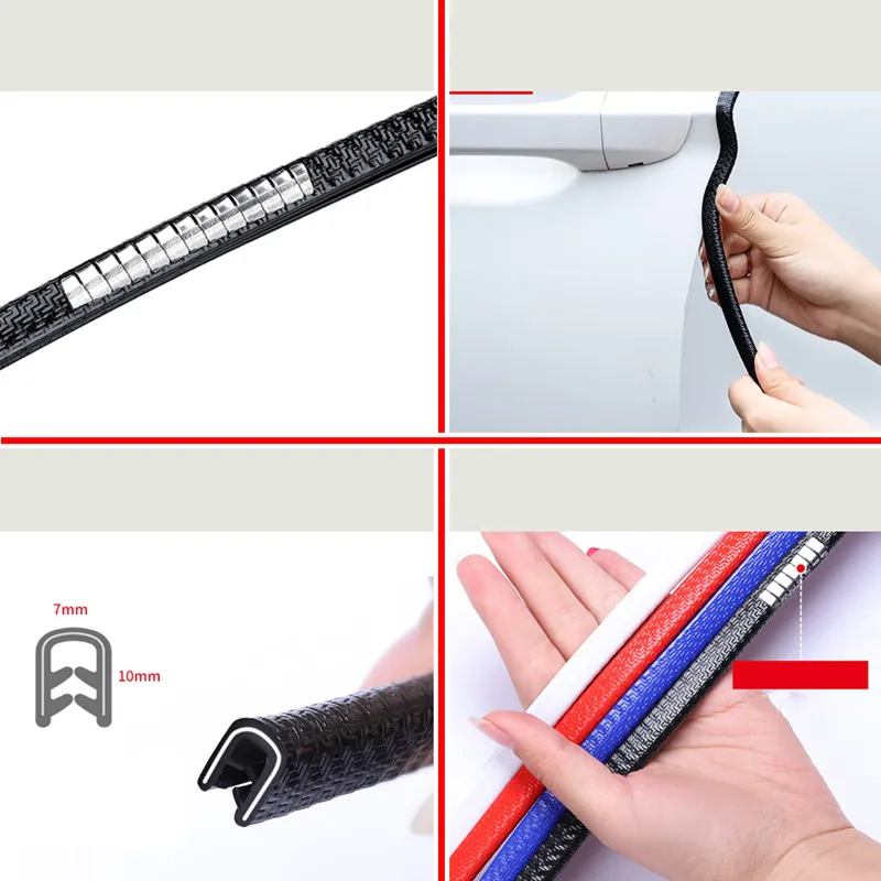 U Shape Car Door Edge Anti-Scratch Protector Sealing Strip Guard Trim Car Door Stickers Anti-collision Decorative Strip