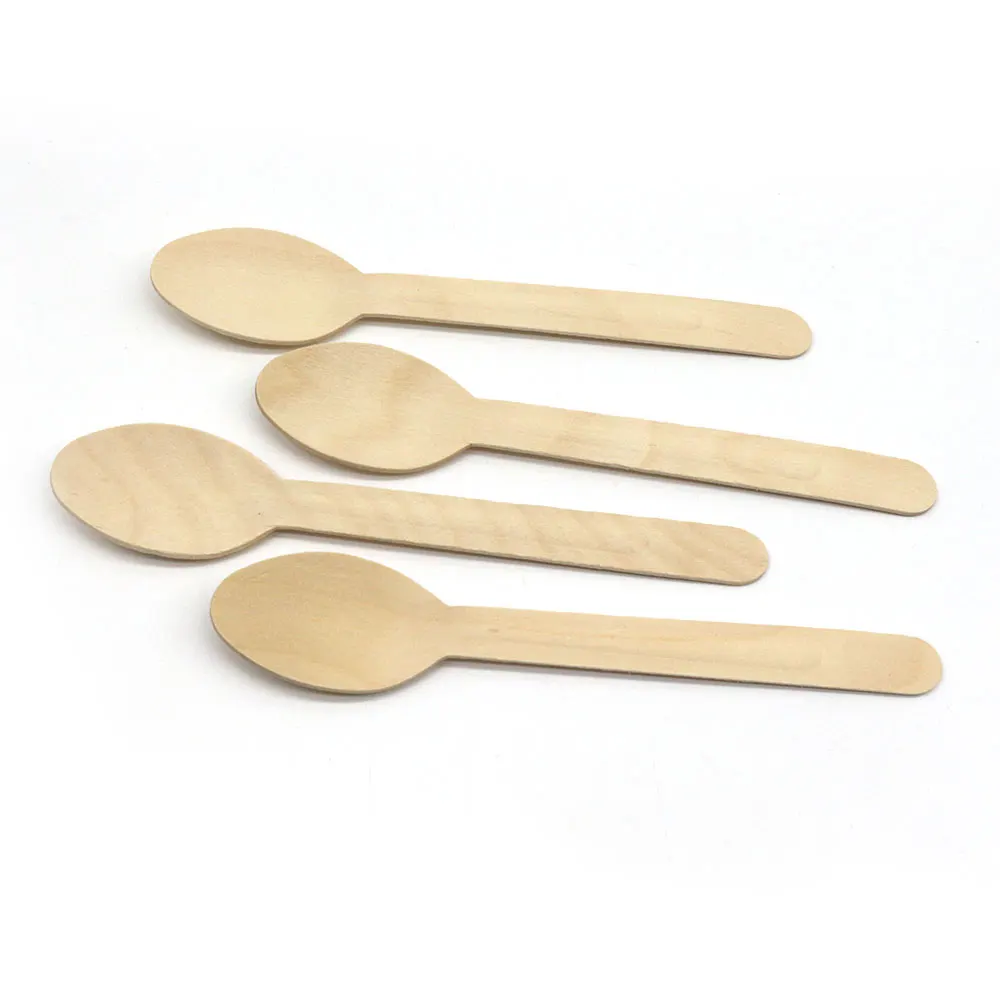 160mm Hump Cheap Disposable Edible Large Novelty Birch Wood Bio Degradable Wooden Serving Spoons