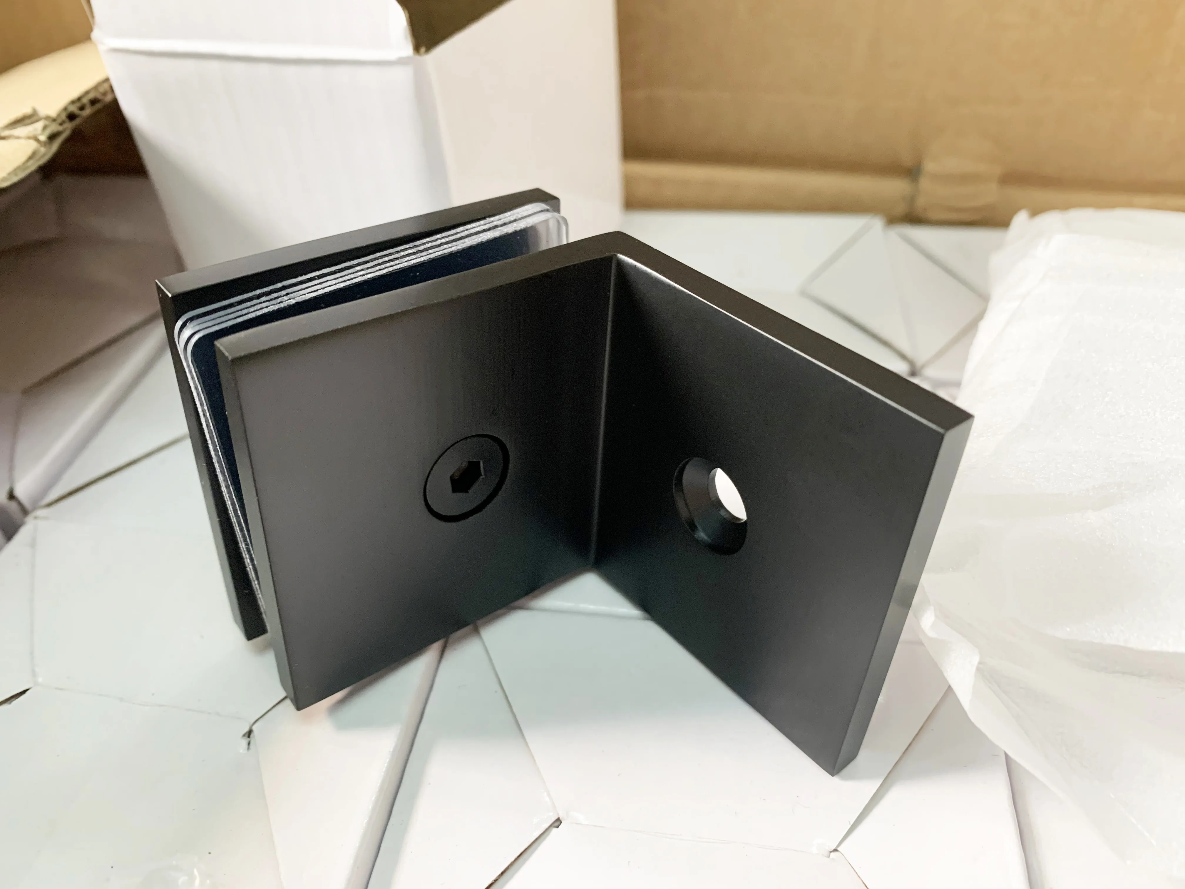 Condibe Bathroom Wall Mounting Black Glass Fix Clip