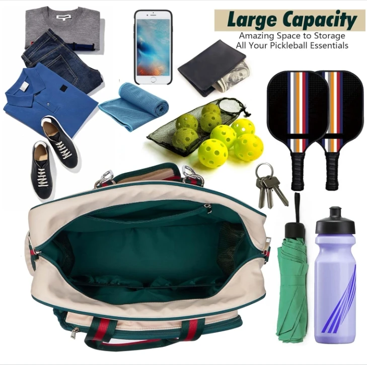 Cute Tote Pickleball Bags for WomenTote With Front Pocket Fits 2 Paddles