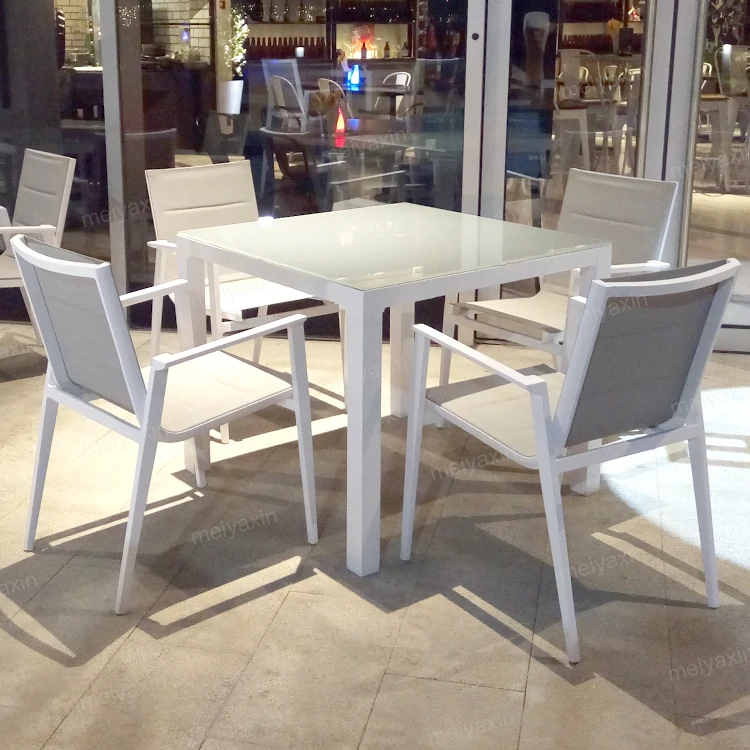 Популярный Набор садовых стульев, алюминиевый Обеденный набор, плетеная уличная мебель