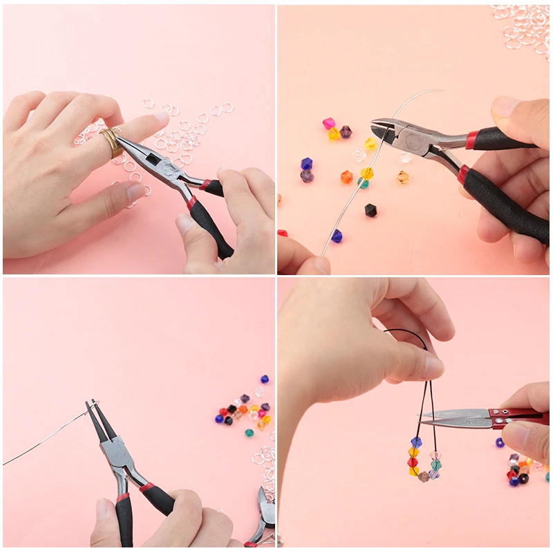 8PCS Stainless Jewelry making Tools Set Plier Round Nose Plier Scissor Tweezers Beading Tool Kit for bracelet Necklace DIY