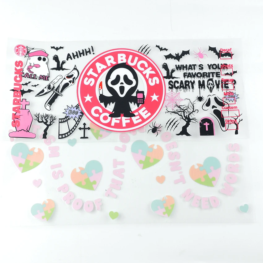 High quality custom uv dtf transfers for cups wrap uv dtf cup decals transfers christmas uv dtf cup wrap transfers