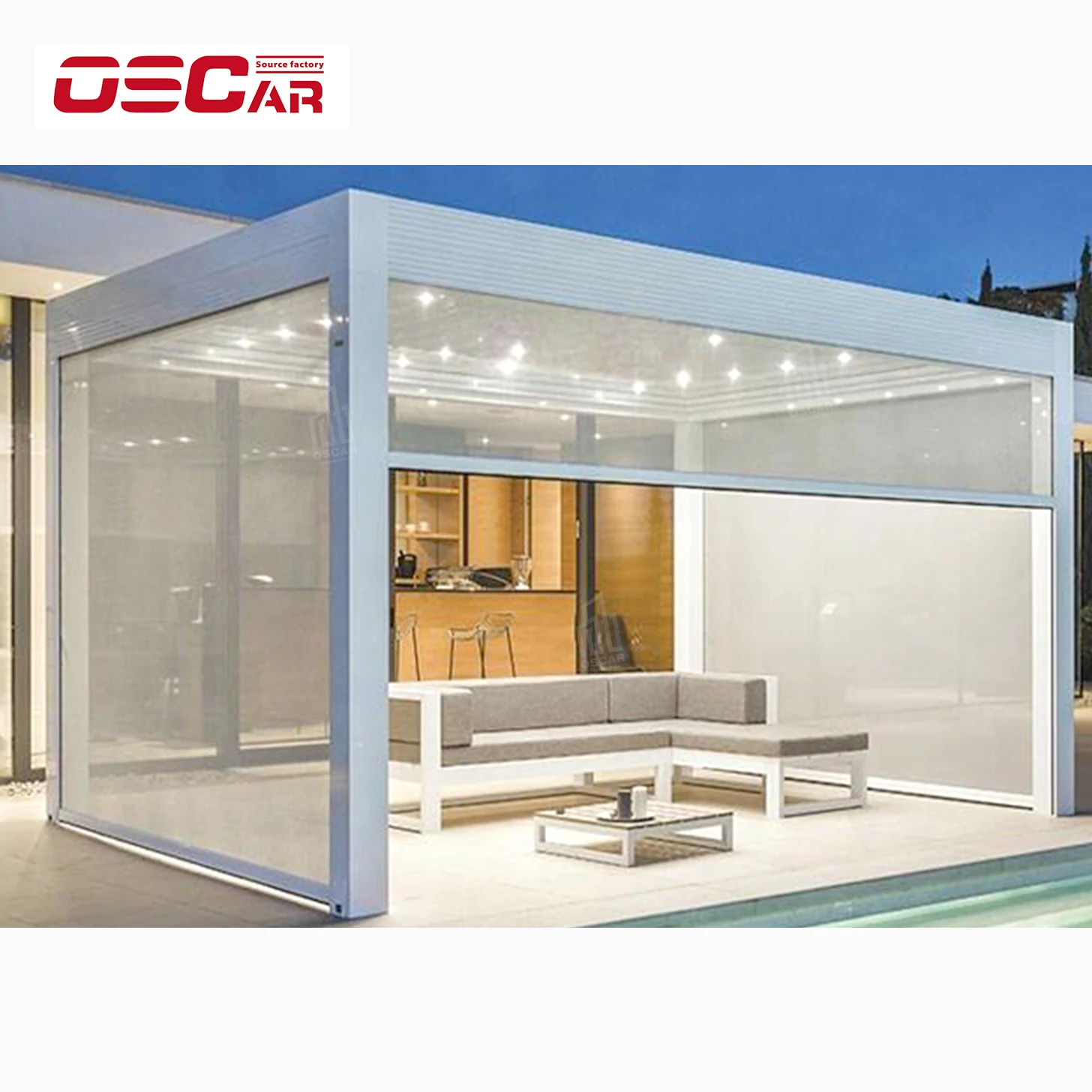 Customized Manual/Motorized Louvered Aluminum Pergola Canopy Waterproof with Adjustable Rainproof Features for Outdoor Space