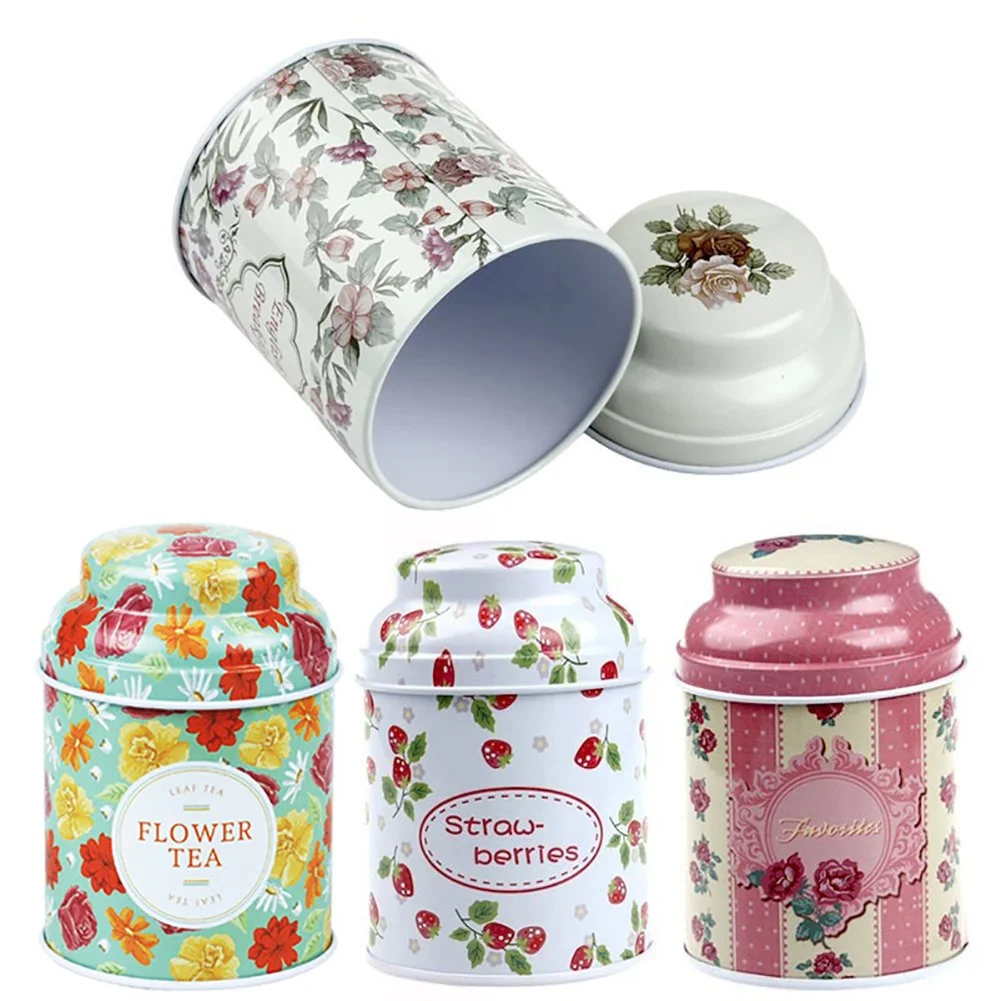 Round customize tea gift packaging box food grade loose leaf tea pot gift and promotional tea caddy tin box