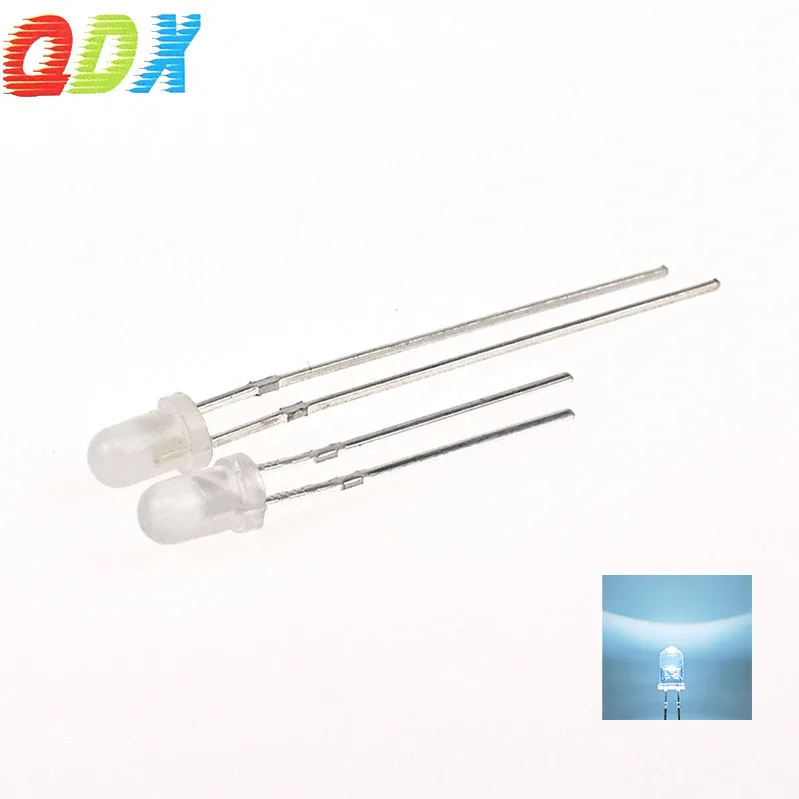 Заводская распродажа, низкое энергопотребление, 3 мм белые волосы, белая круглая прямая штепсельная вилка, 3 мм светодиодные лампочки 1000 шт./упаковка
