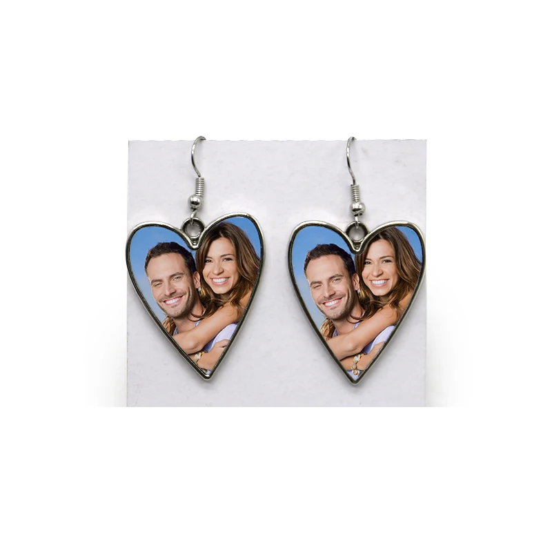 Custom Heart Shape Design Blank Sublimation Double-sided Earrings with Hardware