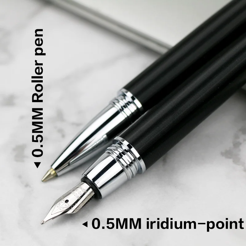 High-Quality promotional fountain pen aluminum medium nib 0.5mm study business fountain pen with gifts box