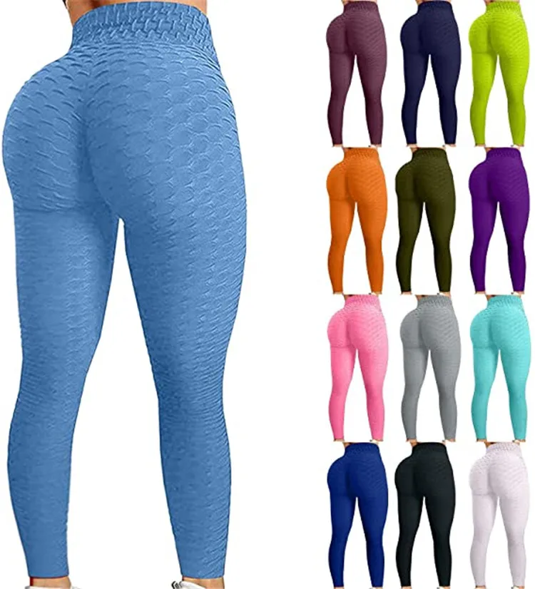 Famous TikTok Yoga Pants for Women High Waist Textured Tummy Control Booty Bubble Hip peach lift Workout Running Tights Leggings