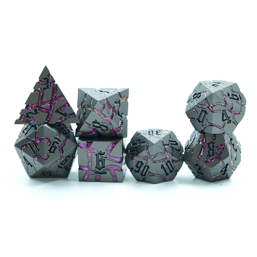 16mmMetal dice black and Green mica dice set D6-D20 customized metal dice game