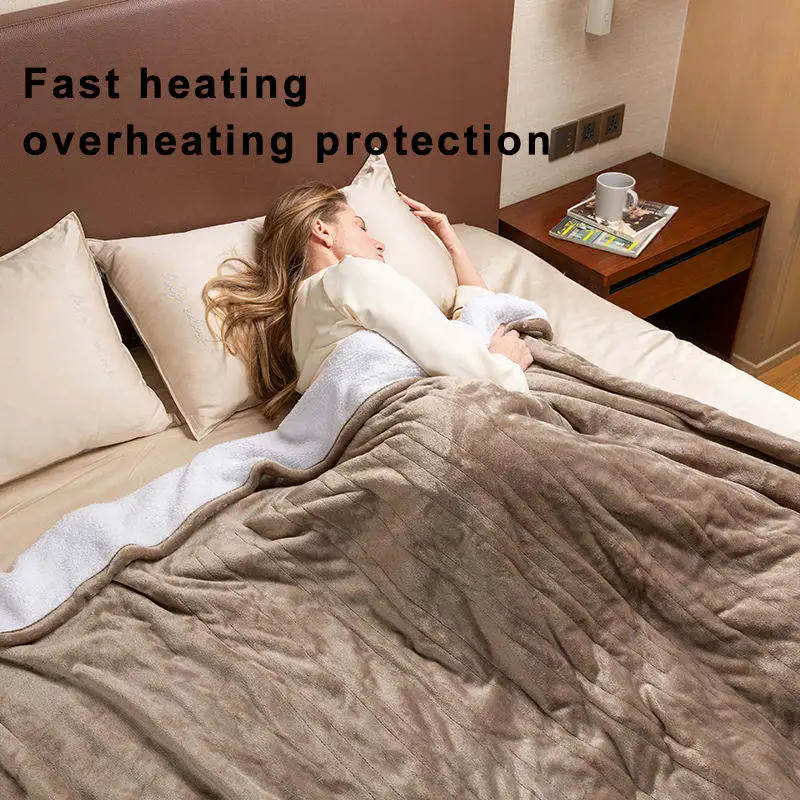 Eco-Friendly 110v Etl Approval Adjustable Temperature Controlled Fleece Heated Throw Electric Blanket