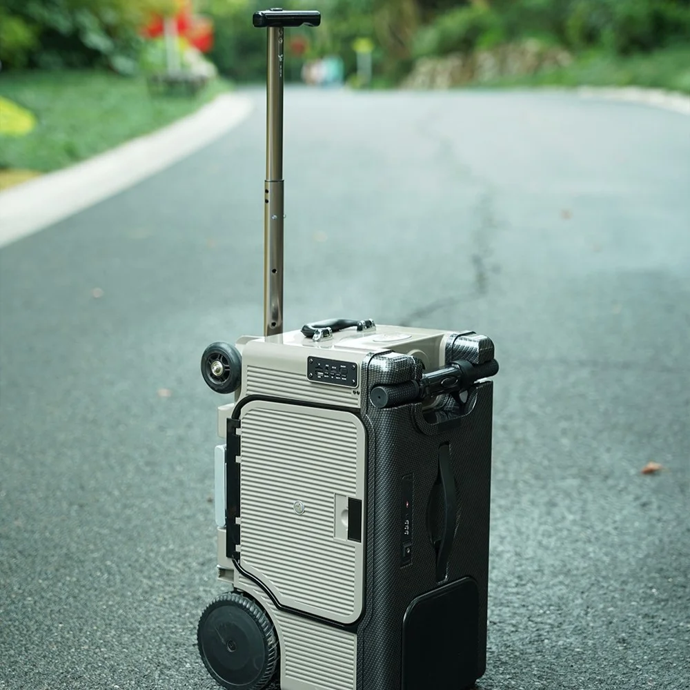 New design multifunction travel business suitcase smart luggage with pocket usb charge led light GPS