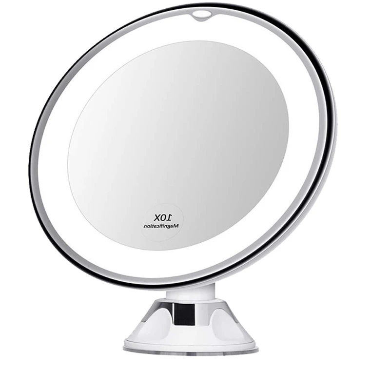 Wholesale 10X LED Magnifying Makeup Mirror Suction with Cup 360 Degrees Rotating LED Light Vanity Mirror