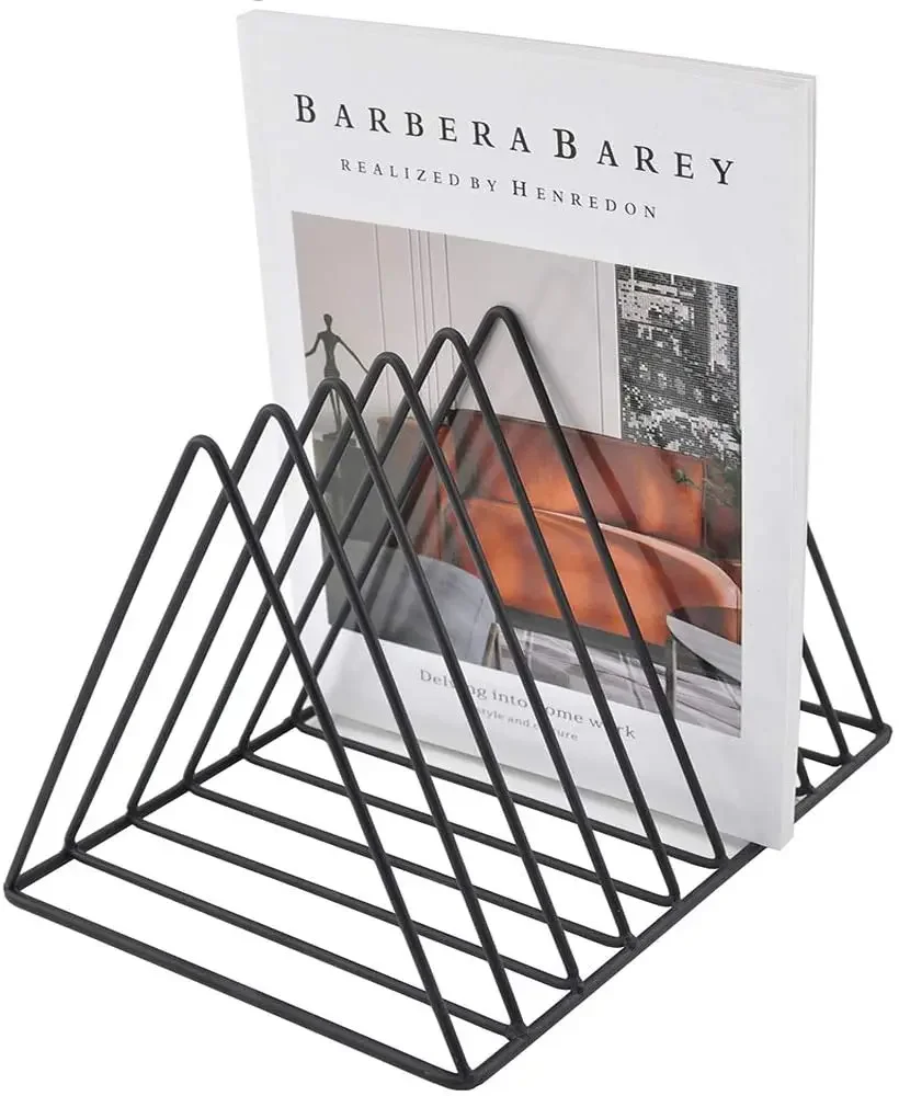 Hot selling Vertical Records Album Holders Triangle Desktop Magazine Holder Shelf Vinyl Record Storage Rack For Desk Home Office