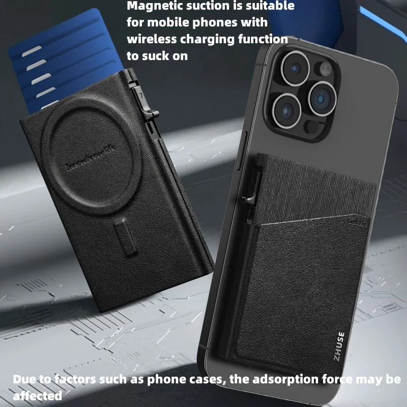 Magnetic Aluminium Automatic Elastic Card Case Rfid Magsafe Card Holder Wallet