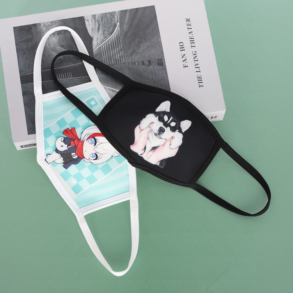 Fabric Custom Mask Mouth Print Washable Mascarilla Facial Masken Cotton Black Cloth Custom Face Mask With Logo