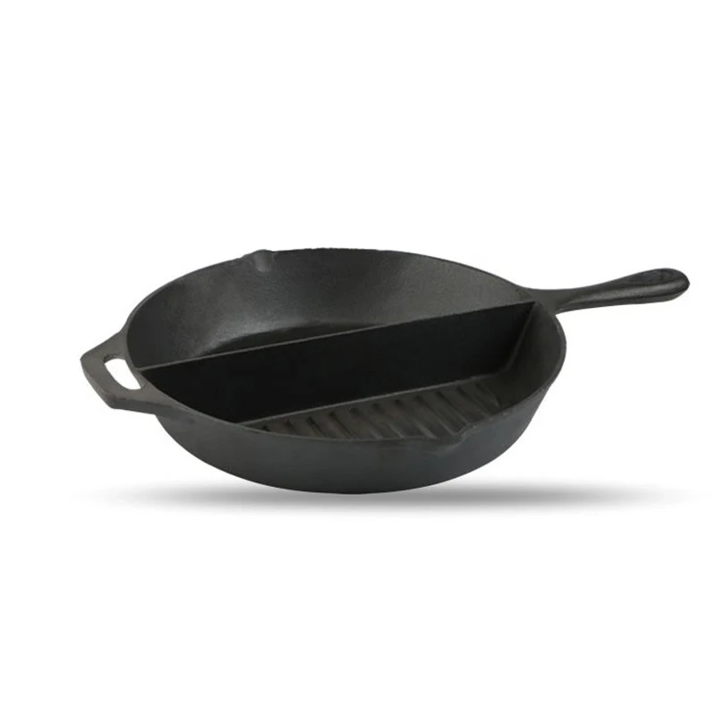 Cooks Professional Preseasoned Multi Section Divided Frying Pan All In One Pan Flat Cooking