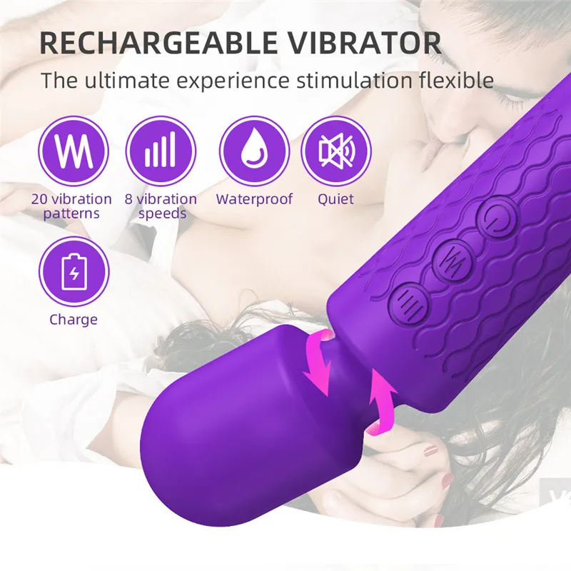 20 Modes 8 Vibration G Spot Clit Stimulation Masturbating Stick Portable Sex Toys Body Personal Av Wand Massager Mini Vibrator