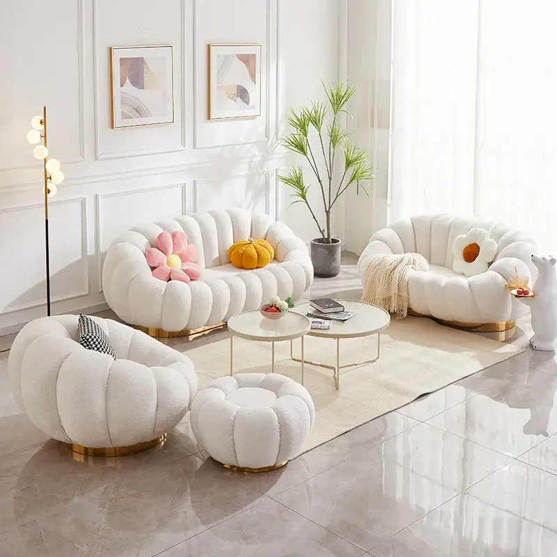 Wholesale modern lazy Swivel pumpkin sofa Lounge Set bedroom single two seater round sofa
