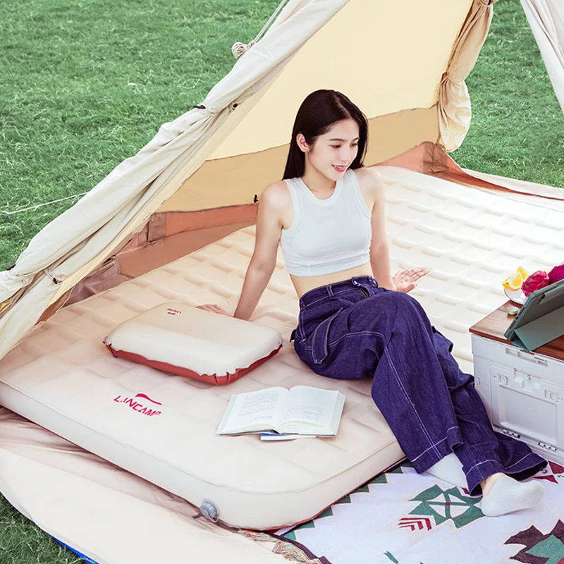 3D Camping Sleeping Pad TPU Inflatable Mattress Thick Double Self Inflating Camping MAattress Comfort Camping Mat With Foam