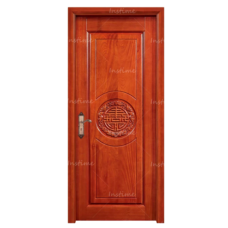 Instime Luxury Front Entrance Design Single Teak Foreign Solid Wood Doors For House