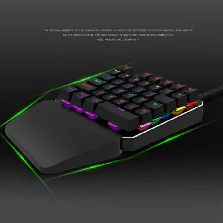 Metal Panel Portable Wired Keyboard One Hand 35-Keys Ergonomic Keypad Gaming Mini Portable Keyboard