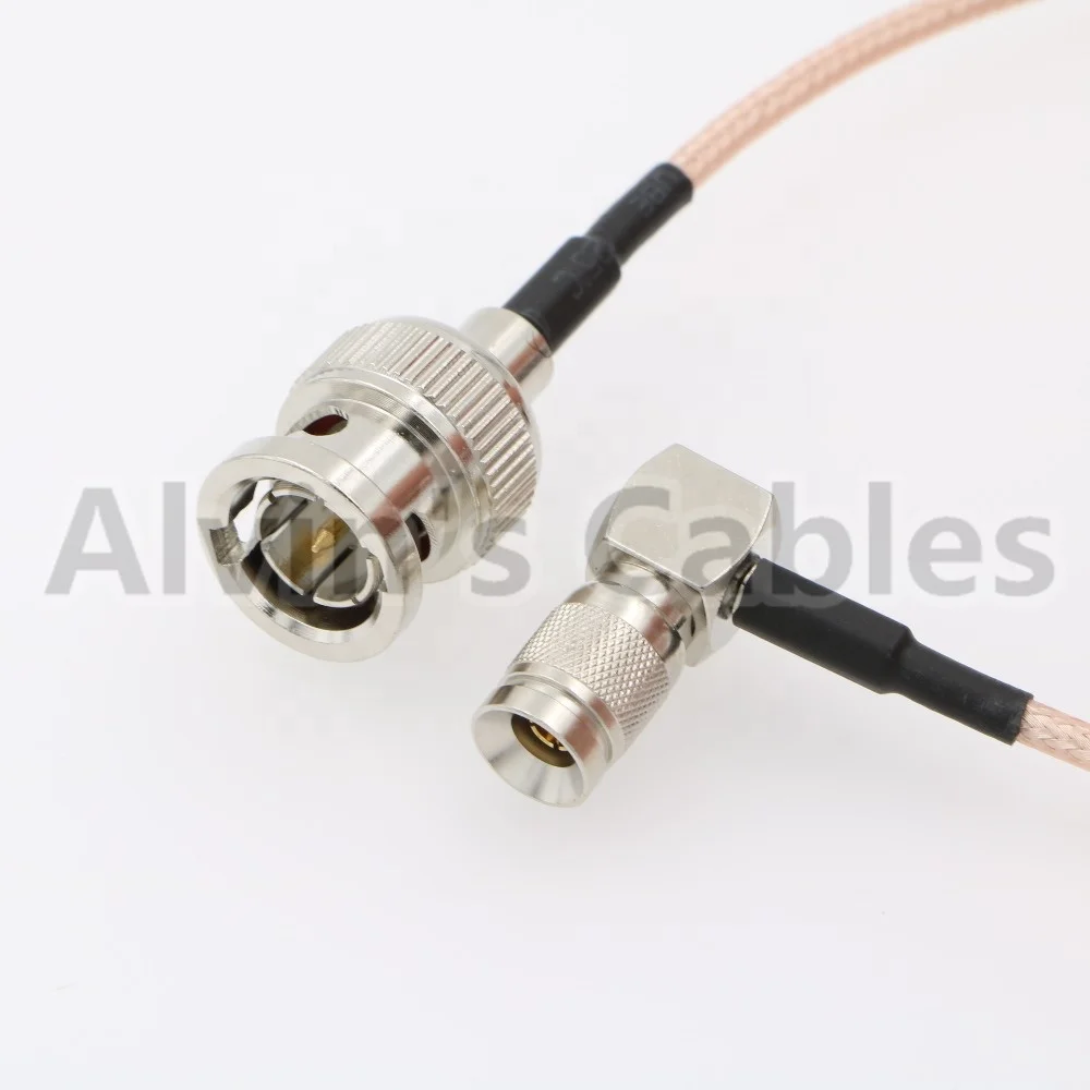 
75ohm RG179 SDI BNC Male Straight to DIN 1.0/2.3 Right Angle Power Cable for Blackmagic 