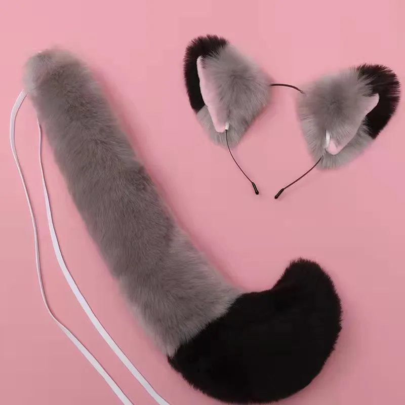 Factory Direct Sale Plush tail Fold Ears Animal Ears Hairpin Cute Hairpin Cat Girl Maid Headdress Custom Multicolor cosplay tail