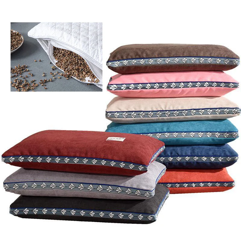 Buckwheat Standard Size Pillow with Organic Linen Velvet Cover