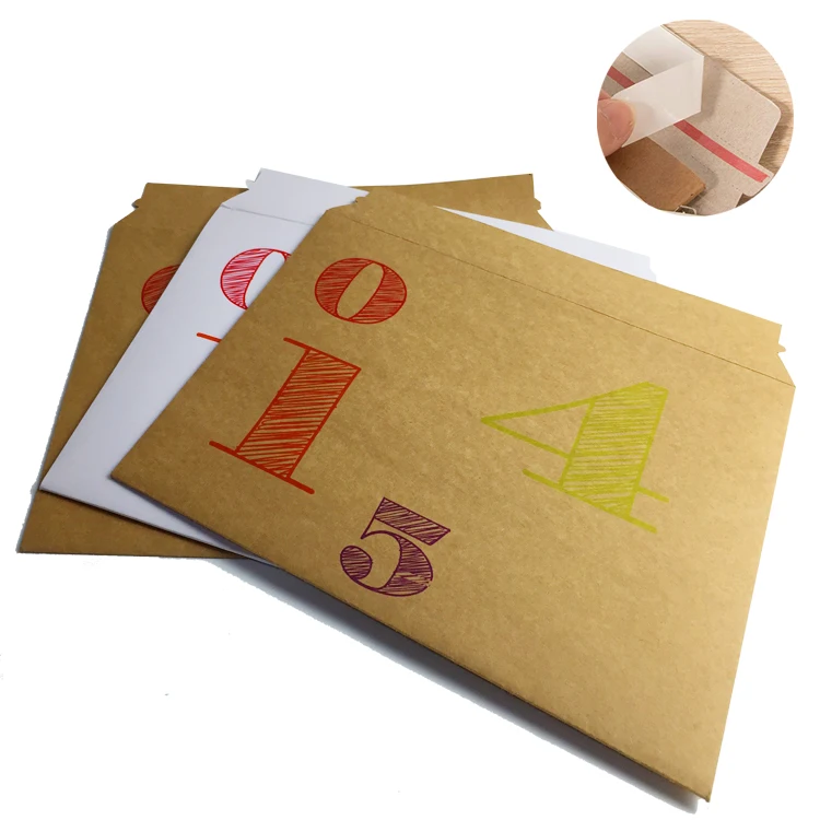 Custom Size Brown Kraft Paperboard Rigid Mailers Stay Flat Envelopes Packaging with Perforation Easy Opening