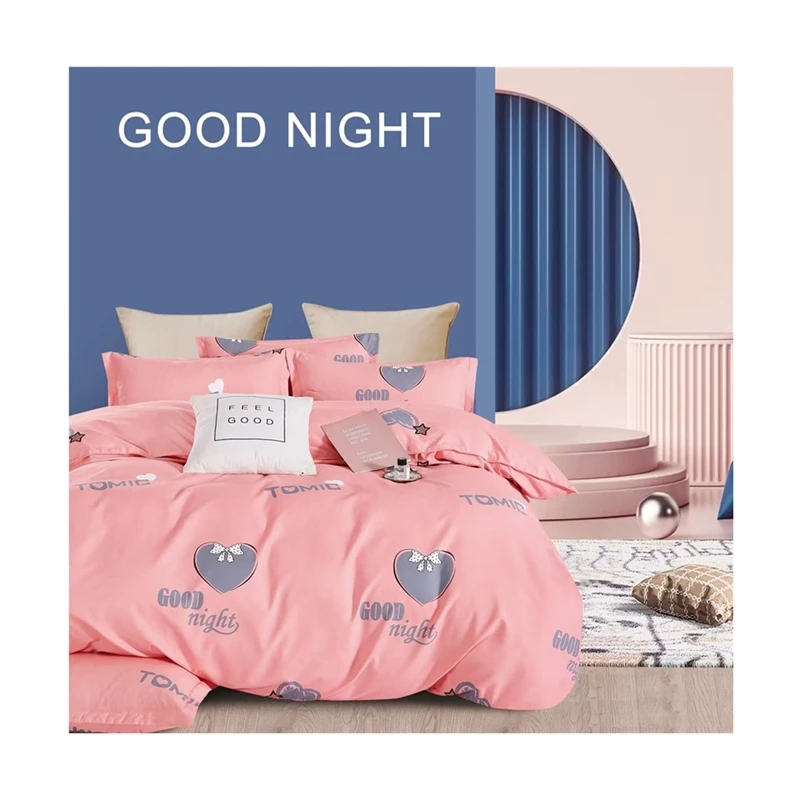 Wholesale India size 150gsm polyester Bed Linen with Pillowcase Duvet Cover Bed Sheet Set 4pcs bedding set