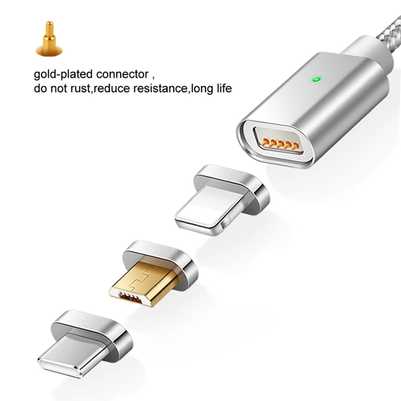 Vnew multifunction magnetic cable 3 in 1magnetic usb charging and data with gold plated for micro Type C