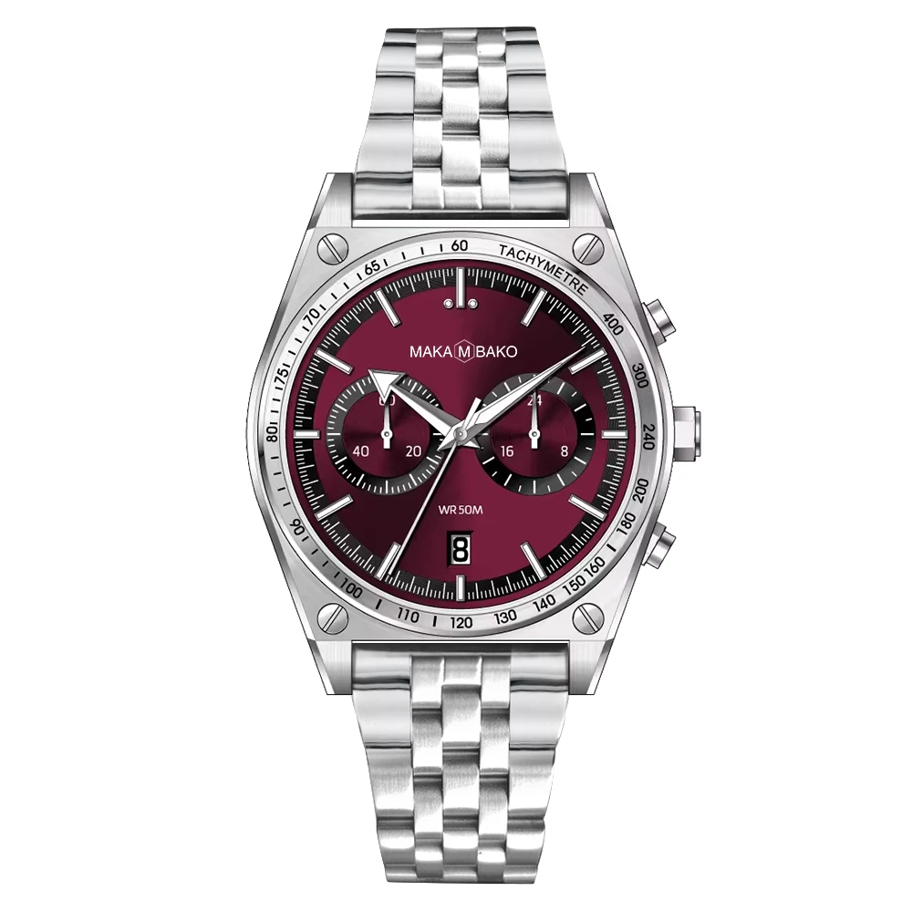 HANNAH MARTIN WATCH FACTORY Custom logo All Stainless Steel 10 ATM Waterproof  Quartz Wrist Watch With Tachymetre  For Men