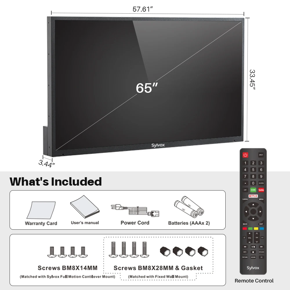 65 дюймов Full тени для отдыха на природе Smart TV (2022) | 4K 1500 нит HDR СИД водостойкая