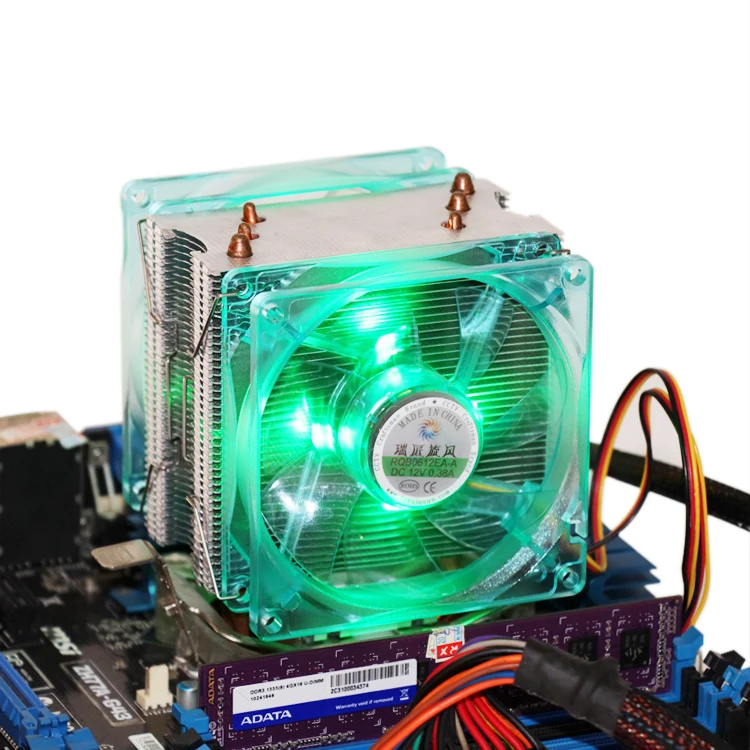 
Factory Custom 3 Copper Tube 2 Fans Cooler CPU Chip Heatsink 9cm 3Pin Cooler Master CPU Cooler For Computer 
